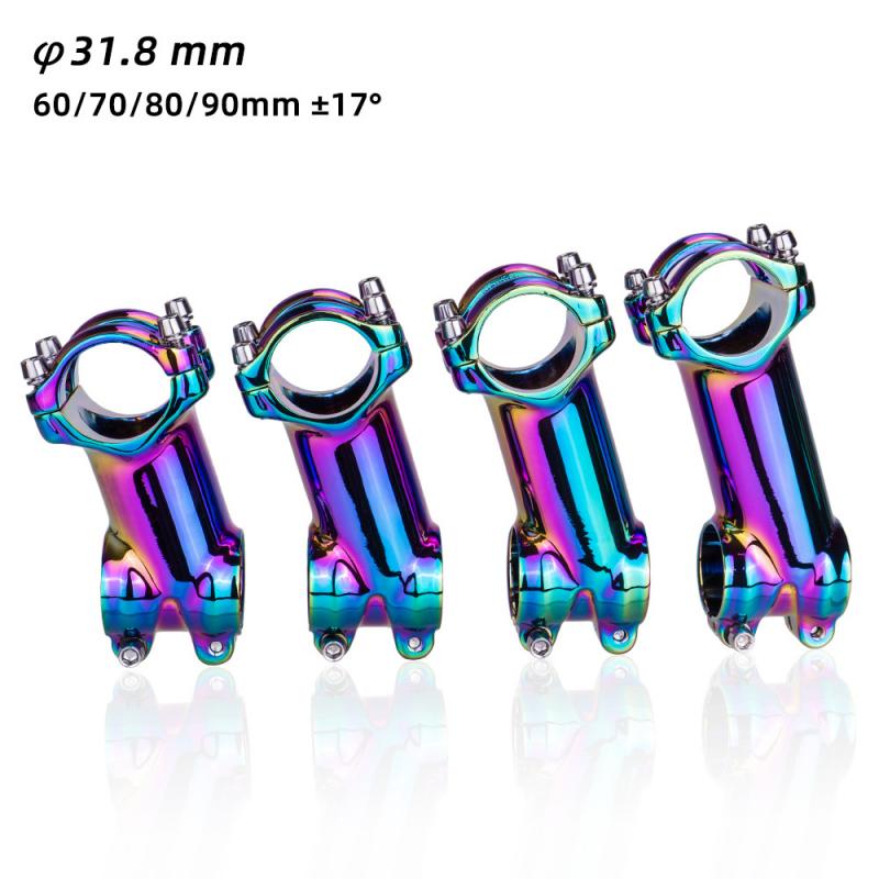 Rainbow Colorful MTB Stem Road Bike Stem 7/17 Degree 60/70/80/90mm *31.8mm Bicycle Handlebar Stem Mtb Power Bike Accessories