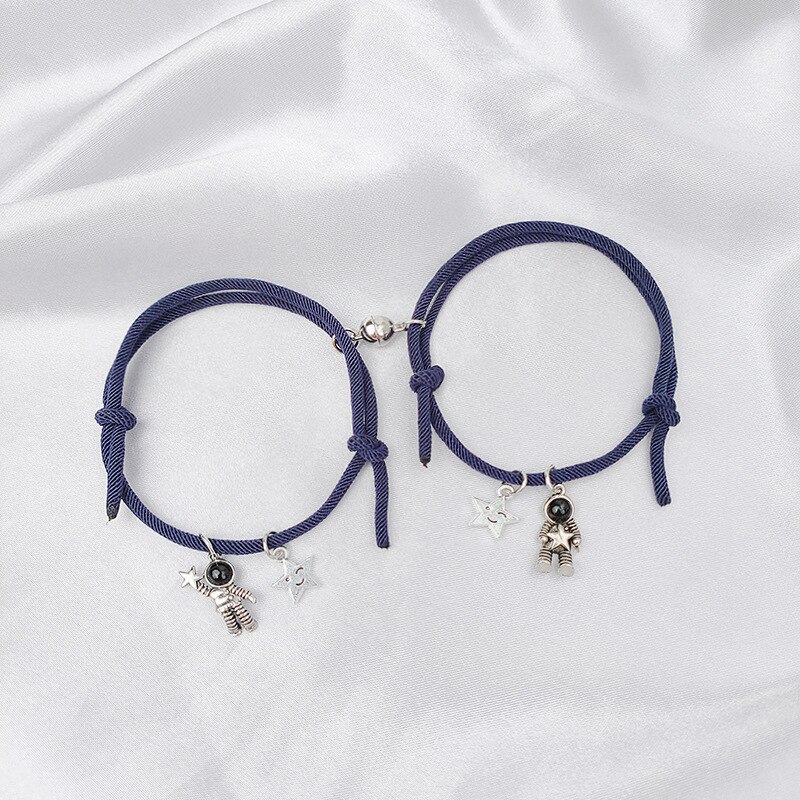 European magnetic win astronaut couple bracelet for lovers milan rope astronaut bracelet for couple jewelry zr -12: Dark blue