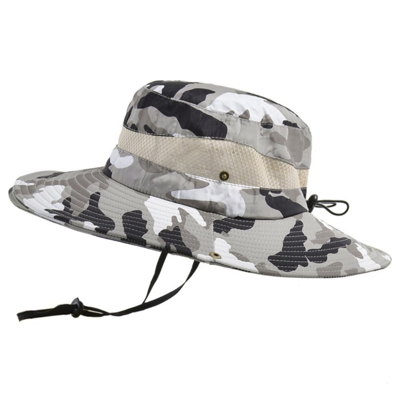 Mode Zomer Sneldrogende Anti Uv Zon Cap Hoed Grote Brede Rand Outdoor Vissen Wandelen Strand Mannen Panama Hoed Mesh ademend: M