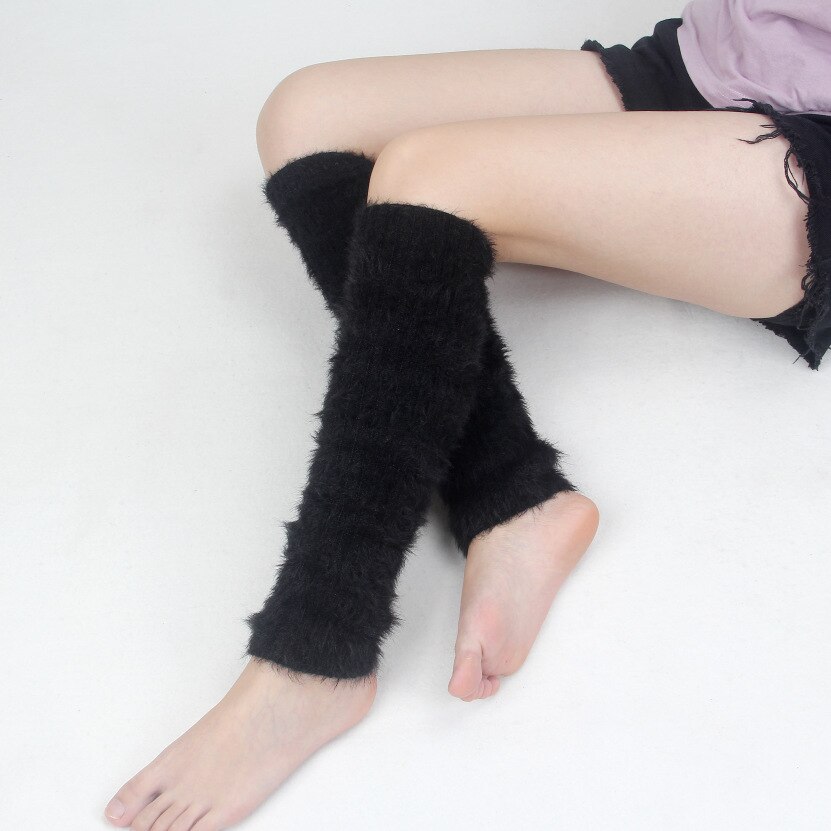 Korea Style Women Winter Warm Solid Soft Stockings Female Thick Over Knee Leg Warmers Knitted Womens Gaiters Beenwarmers