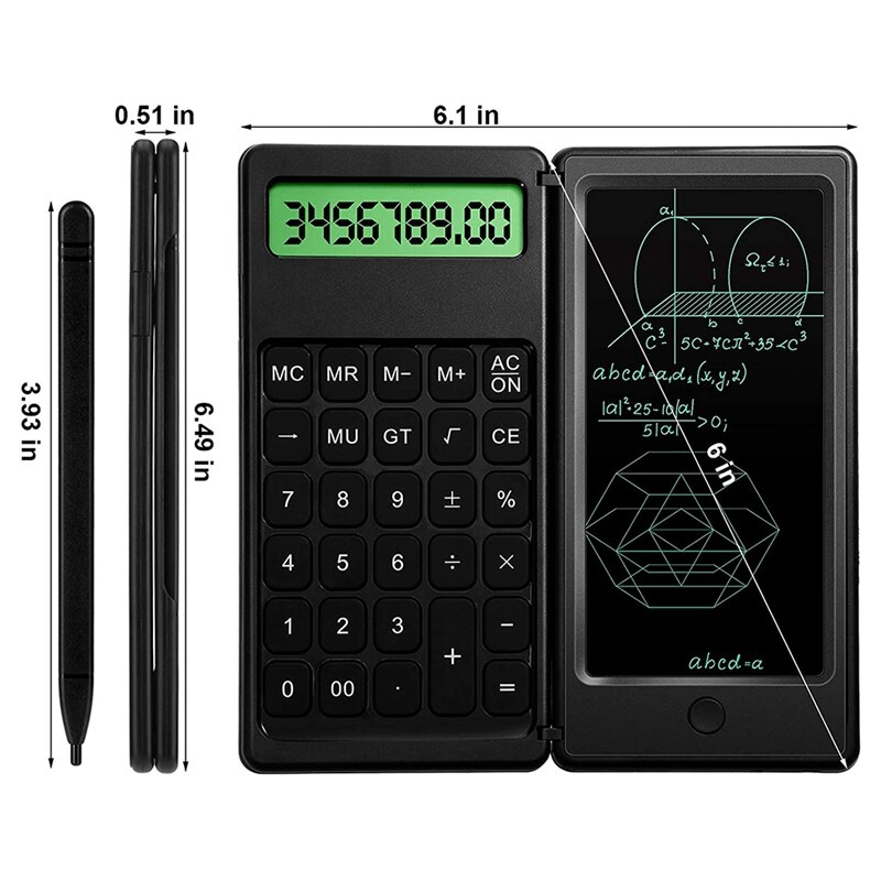 Calculator With 6Inch LCD Writing Tablet Standard Function Desktop Calculator Basic Calculator,12 Digit Desk Calculator