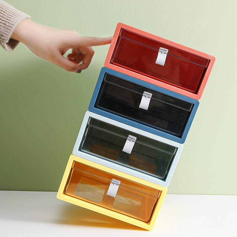 Desk Stackable Plastic Storage Drawers Sundries Stationery Books Organizer for Cosmetics Home Necessary Storage Box Container