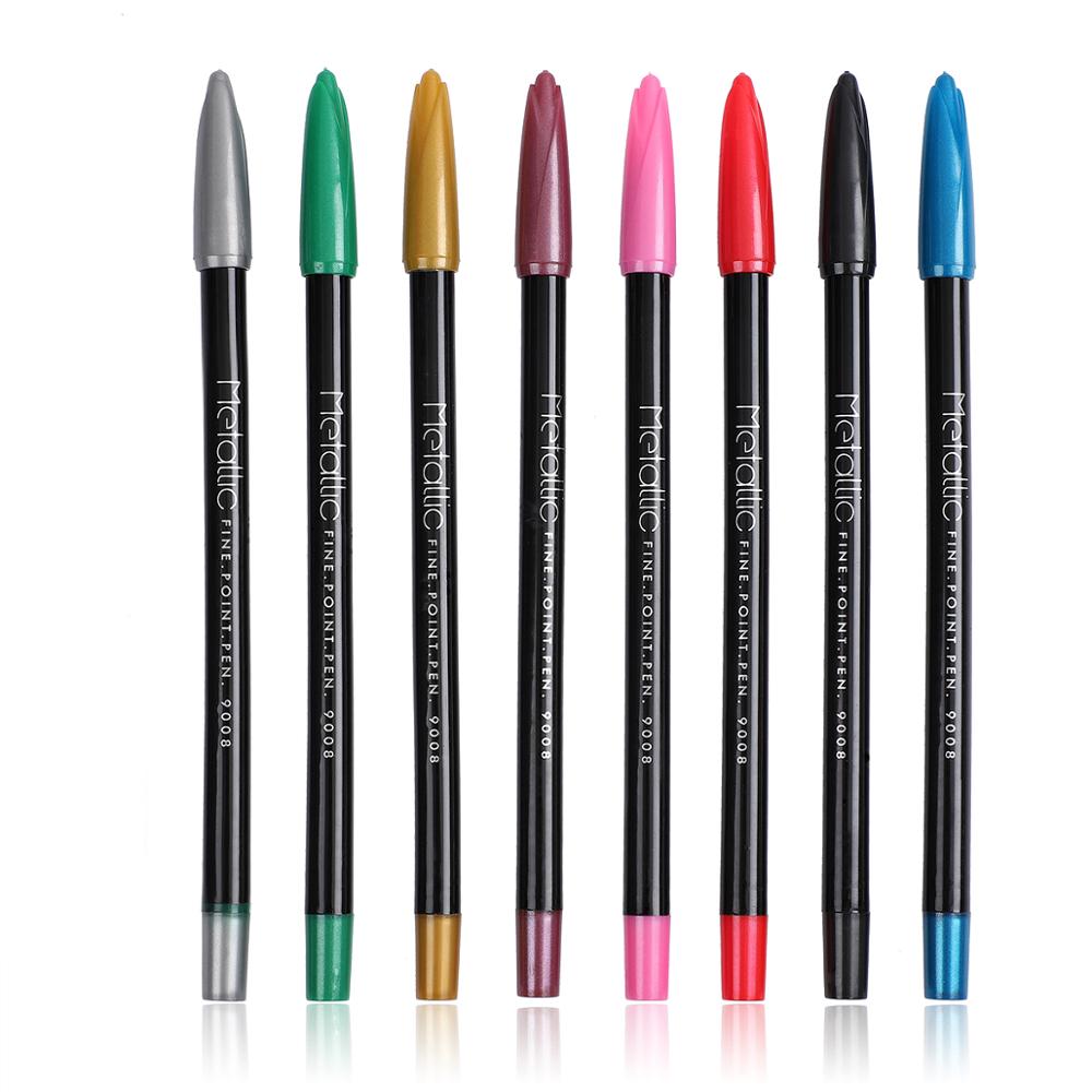 1pc 8 farger tegning maleri tusj penner metallisk farge penn for svart papir kunst rekvisita tusj skrivesaker materiale signatur penn