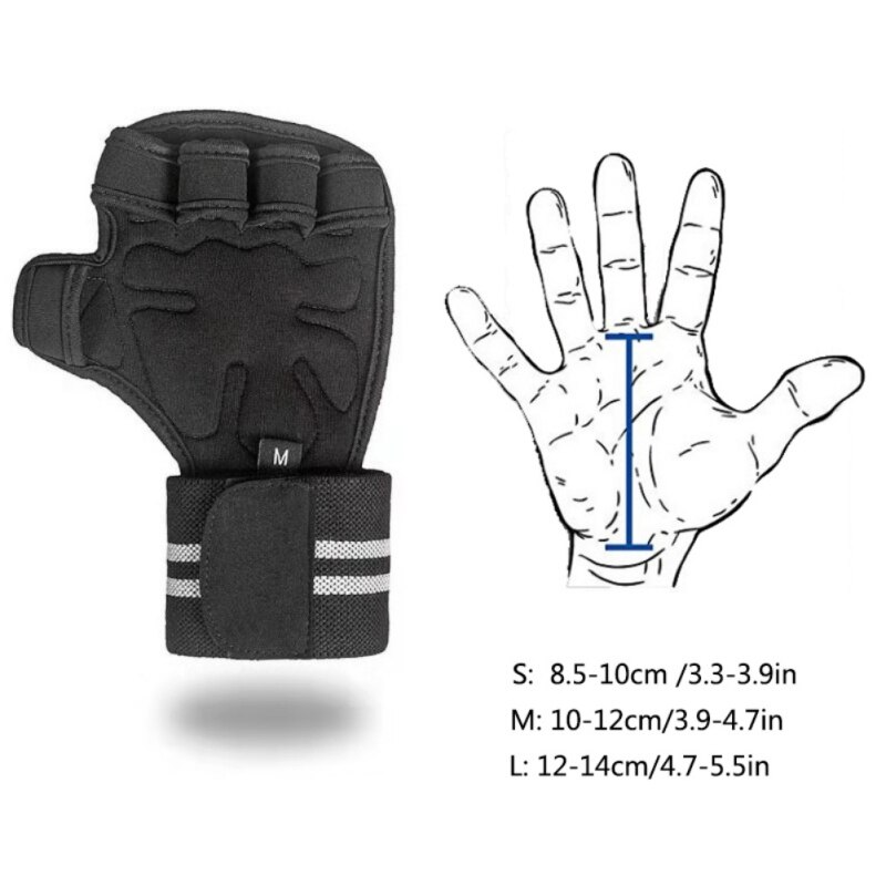 Fitnesshandschoenen, handpalmbeschermer met polsbanden, trainingshandschoenen voor gewichtheffen, haltergrepen, pads voor fitnessapparatuur