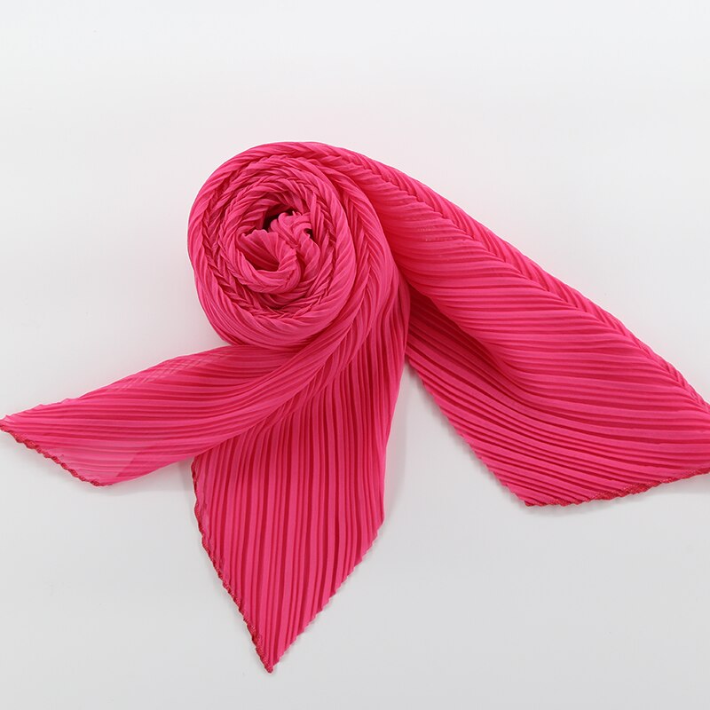 Zomer Vrouwen Effen Sjaal Zonnebrandcrème Sjaal Miyak Vouw Stijlvolle En Breed Winter Warm Geplooide Sjaal 14 Kleuren Beschikbaar gebonden: rose Red