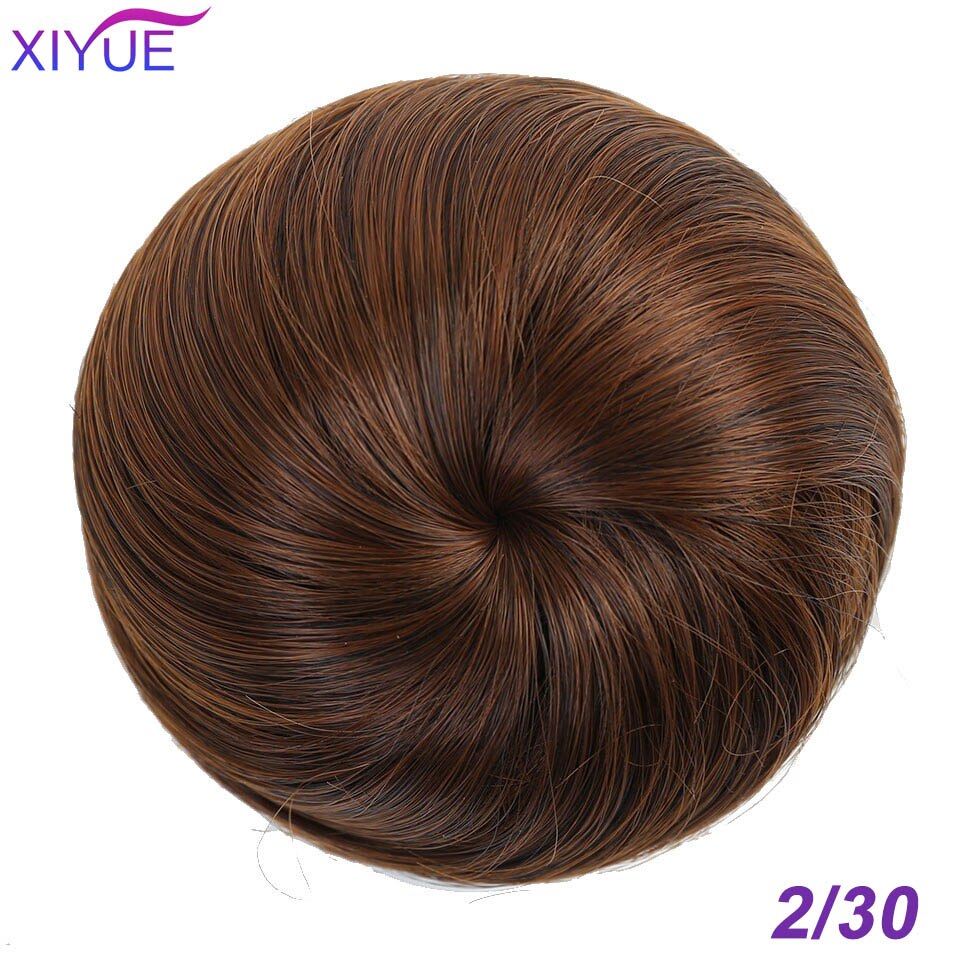 Syntetisk chignon donut gary brun farve hår bollepude elastisk hår reb gummibånd hårforlængelser på hestehale: 2-30