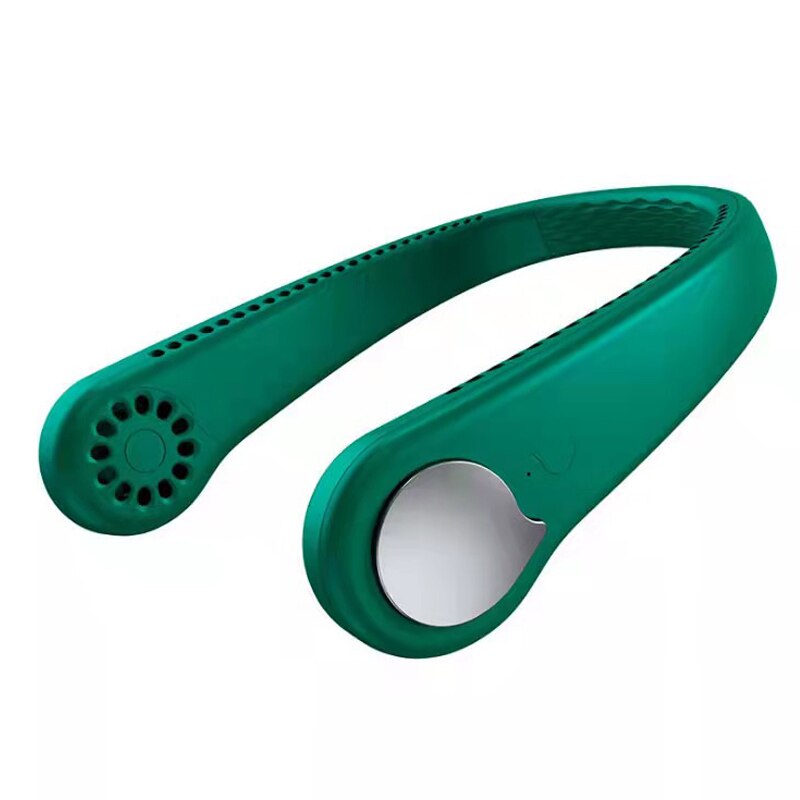 mini USB lato szyja przenośny Fand wentylator z pałąkiem na kark 360 okrągły miękki wiatr wiatrak chłodzący USB ładowanie urządzenia podróżnego leniwy Sporty: zielony