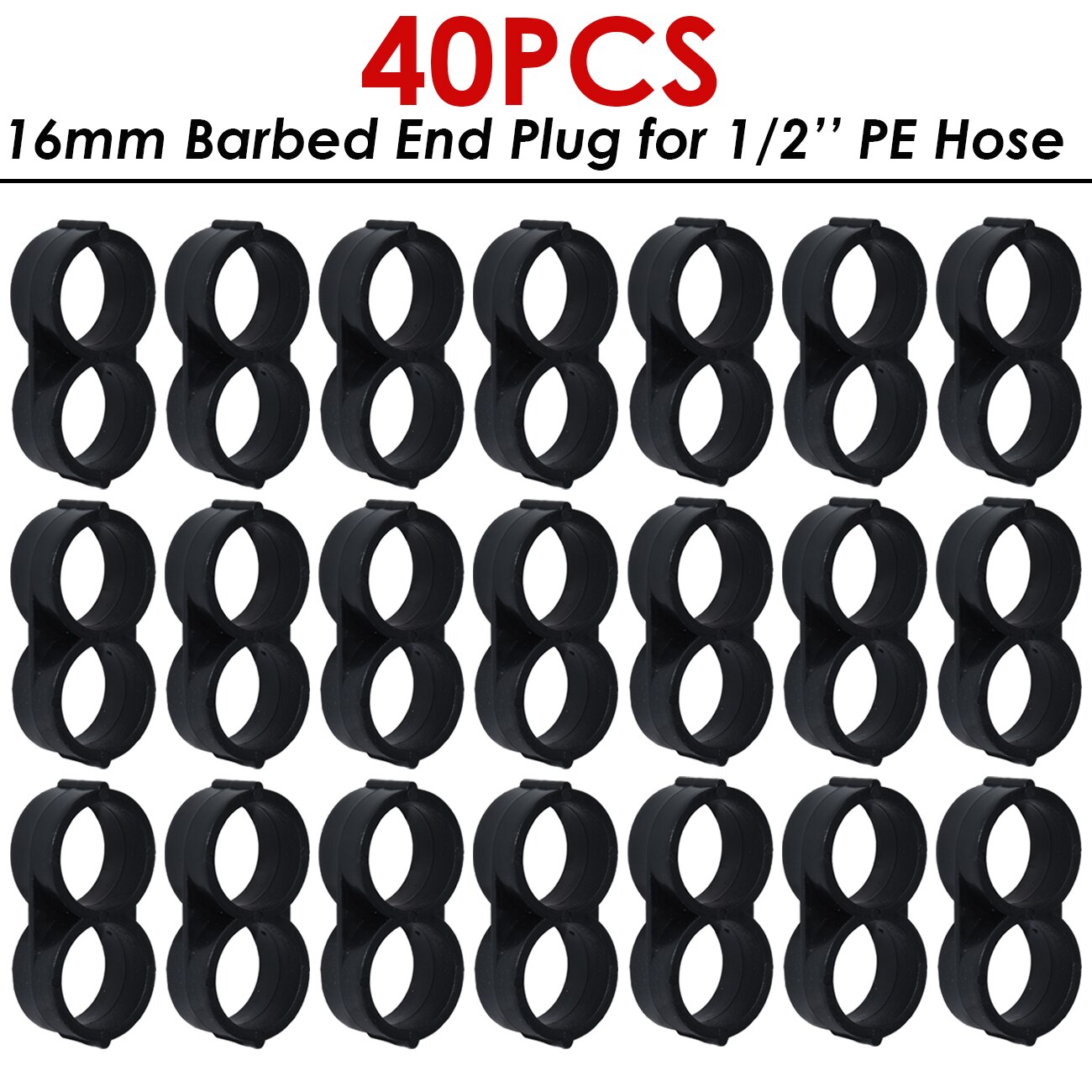 KESLA 40PCS 16MM Barbed Elbow Tee End Plug Drip Tubing Water Connectors Adapter 1/2 Fittings Garden Coupling Adaptor Pipe Repair: KSL01-KIT004-40PCS