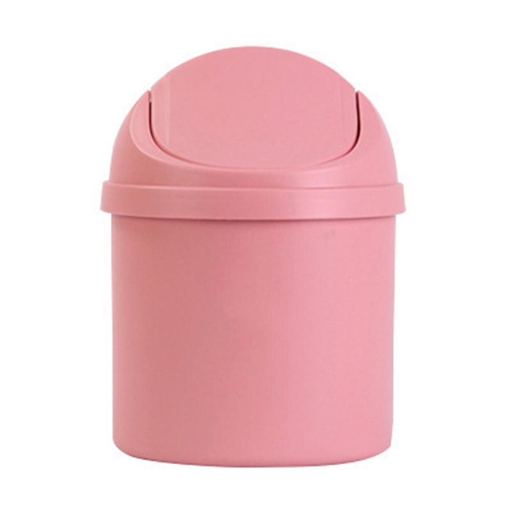 Mini Poubelle Trash Can Dustbin Desktop Garbage Basket Plastic Office Table Trash Waste Bin With Lid Sundries Barrel Box L35: Pink
