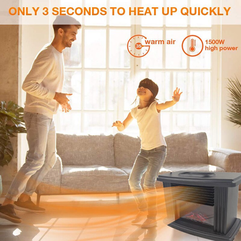 Bathroom Electric Fireplace Heater Remote Control Heater Simulation Flame Heating Portable Fireplace Heater For Bedroom Office
