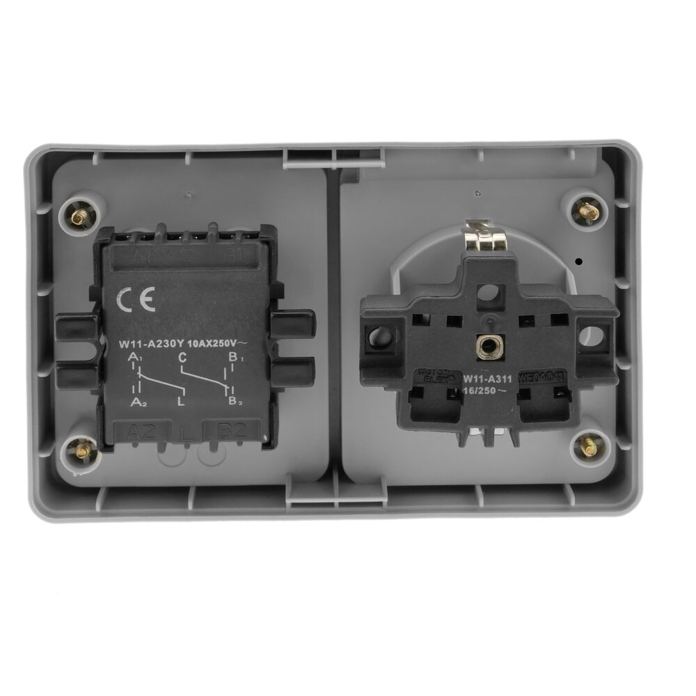 Bematik-Honkman Oppervlak Waterdicht IP54 16A 250V Met 2 X Schakelaar En 1 X Schuko