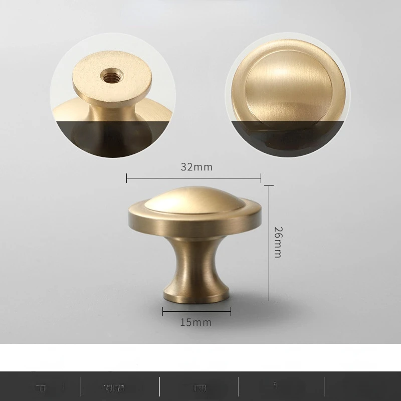 Brass Furniture Handles for Cabinets and Drawers Golden Bright Round Brushed Nordic Luxury Wardrobe Dresser Pull Door Knobs: MULTICOLOR