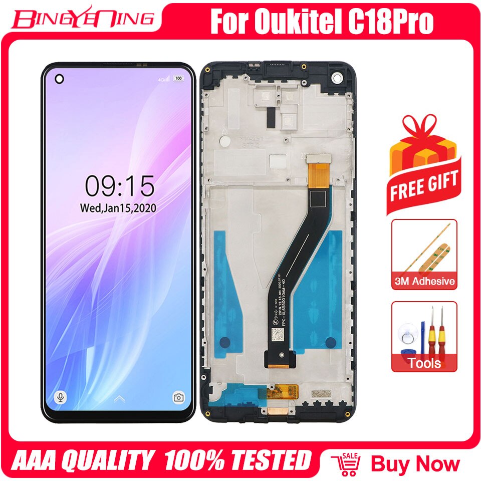 Oukitel – ensemble écran et châssis 100% d'origine, module d'affichage de réparation de remplacement pour C12 Pro/C15 Pro/C17 Pro/C18 Pro/C19 Pro/C21: C18 Pro X Frame