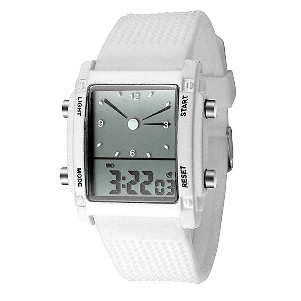 Unisex Waterproof Dual LCD Chronograph Quartz Sport Digital Wrist Watch: White