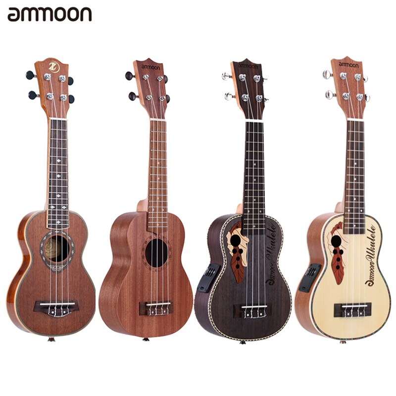 Ammoon-ukelele acústico para principiantes, instrumento musical de cuerda, de 21 pulgadas, con trastes de 15 y 4 cuerdas