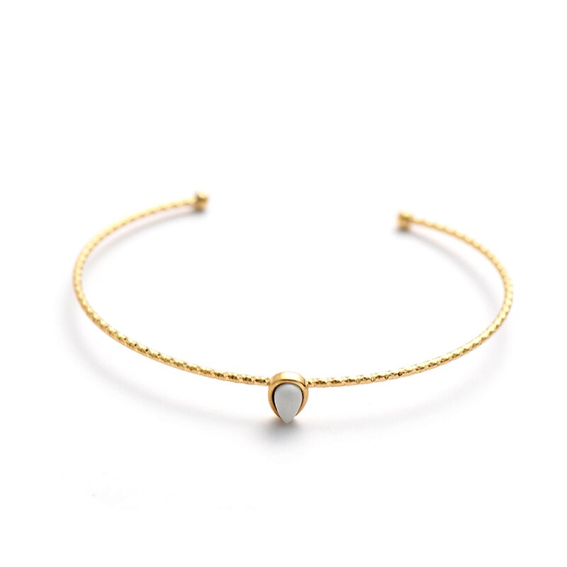 Wilden & Freies Böhmischen Edelstahl Gold Armreifen Für Frauen Wasser Tropfen Stein offen Bracleets Punk Boho Strand Armreifen Schmuck: Weiß