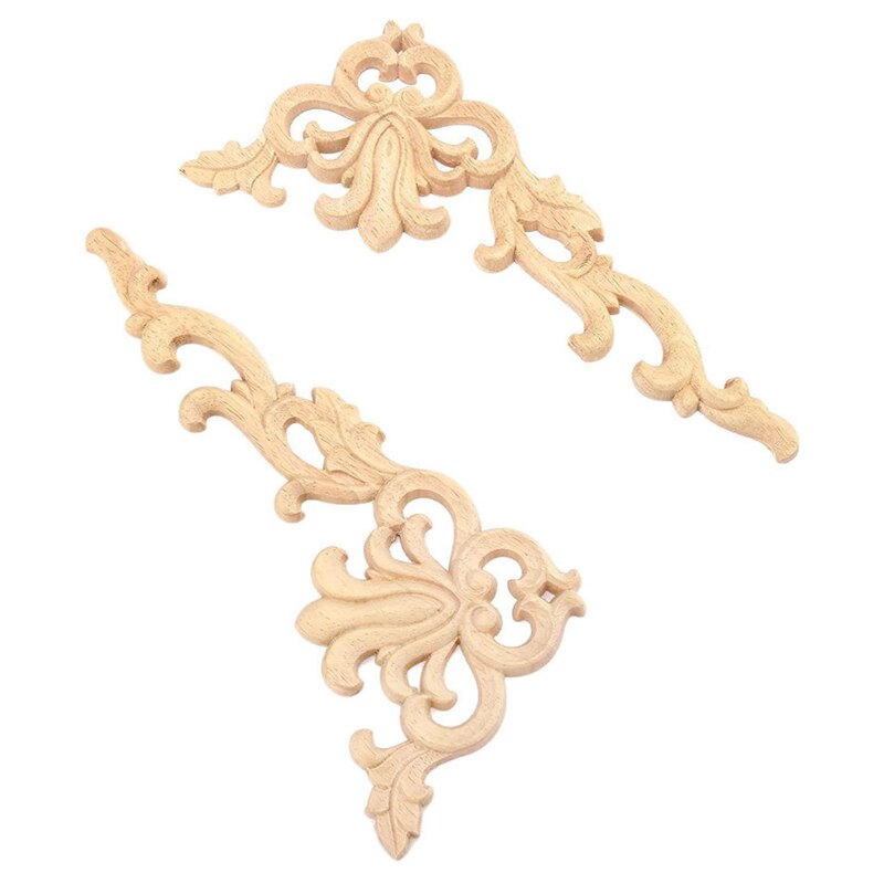 Aplique de madera tallado para decoración de muebles, marco de pared moderno para puerta de esquina, artesanía Floral europea, 4 Uds.