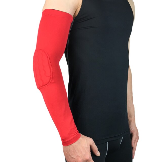 Elastische Waben Ellenbogen Pads Unterstützung Sport Anti-kollision Arm Guard Sleeve Arm Abdeckung Schutz Für Outdoor Basketball Radfahren: Red / XL