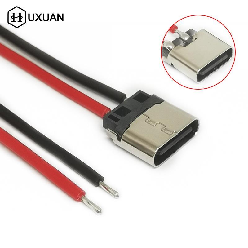 Cable de soldadura USB tipo C 2P, conector hembra para carga de teléfono móvil, 5/10 piezas