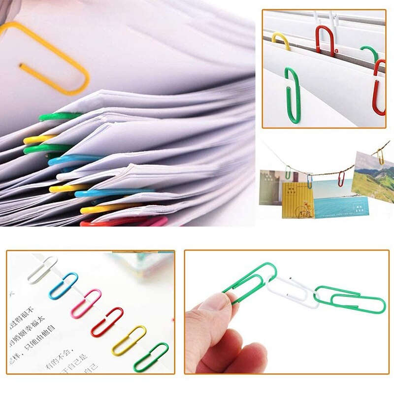 Pak Van 300 Papier Clips Diverse Kleuren Grote Paperclips Kleurrijke Metalen Clip Voor Papier Bestanden 6 Kleuren 50 Mm