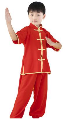 traje Wushu para niños, ropa de estilo tradicional chino, conjunto de ropa de actuación de Tai Chi Kung Fu, uniformes para niñas y niños, puesta en escena: Dorado