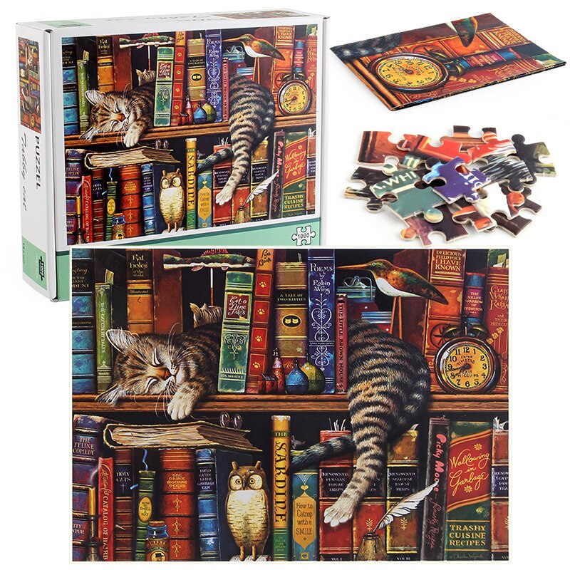 Thickened 1000piece Jigsaw Puzzle Pet Cat Tally Cats Educational Decompression Jigsaw Puzzle Toy