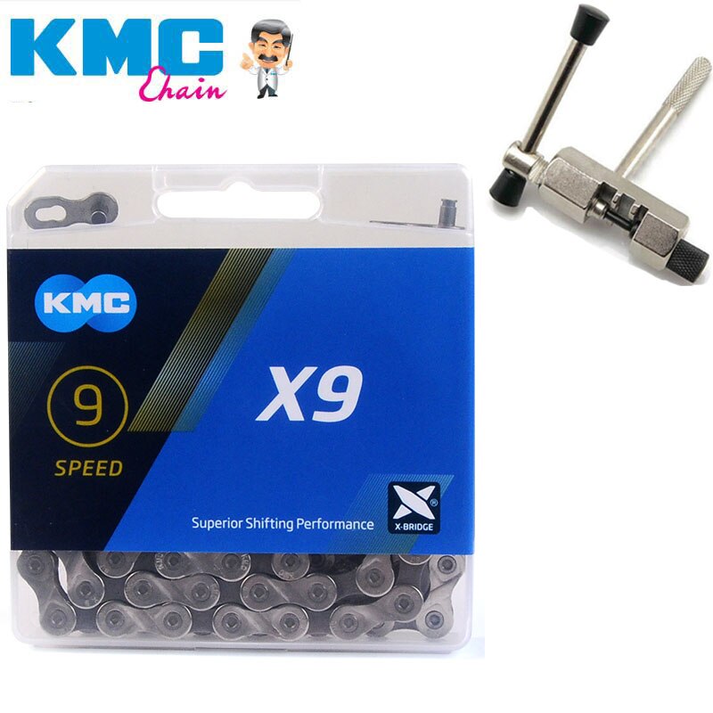 KMC X9 Z9 Bicycle Chains 9 Speed 116L Links Mountain Road Bike Chain With Chain cutter and Magic Button Cycling Parts: X9 Chain cutter