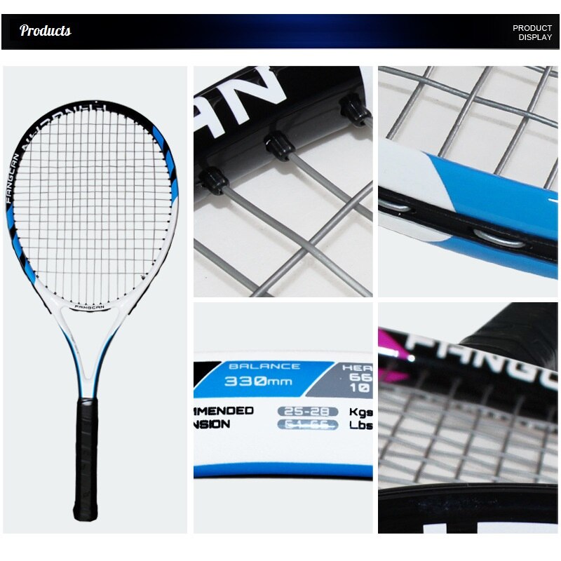 Tennis Racket Blue Pink Carbon Integration Tennis Rackets Training Racquet Sports Man Woman Tennis Racket With Bag