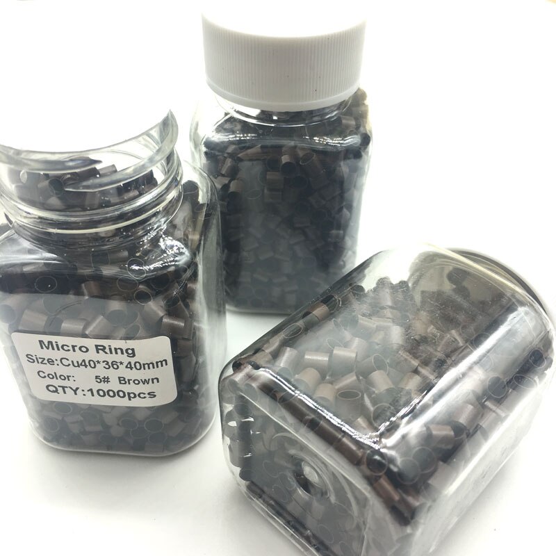 Micro anillos de cobre para extensiones de cabello, 1000x4,0x3,6mm, enlaces para extensiones de cabello, negro, marrón, Rubio, microcuentas de cobre rectas, 4,0 Uds.