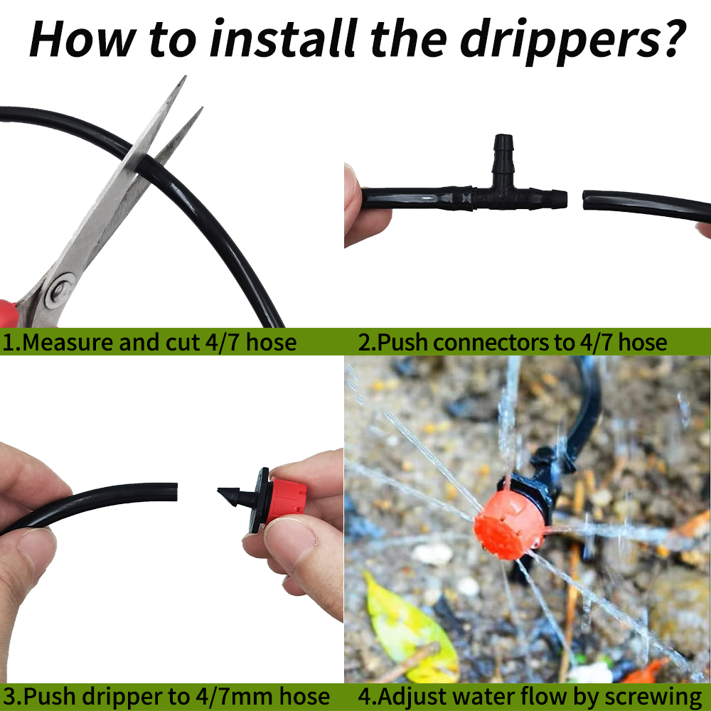 5M-25M DIY Drip Irrigation System Automatic Watering Garden Hose Micro Drip Garden Watering Kits with Adjustable Drippers