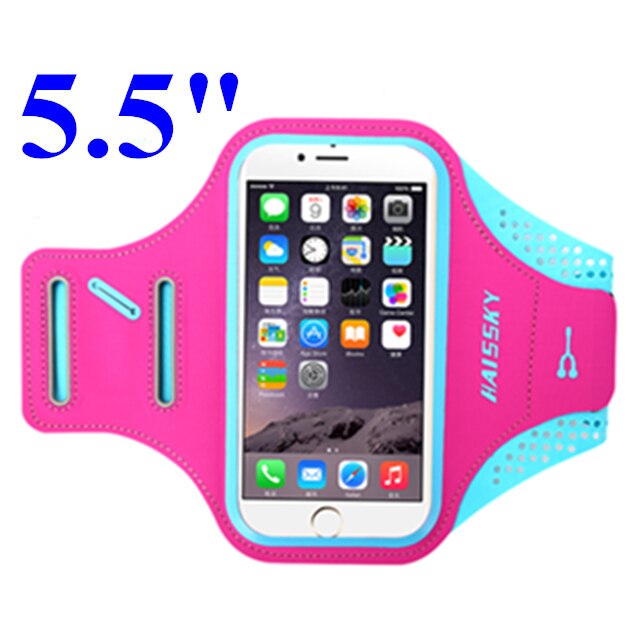 HAISSKY Laufende Sport Armbinden Für iPhone 11 Profi X XS Max XR 8 7 6 Plus berühren Bildschirm Telefon fallen für Samsung S20 S10 S9 Arm Band: Rose rot L