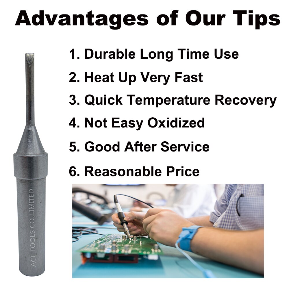 Punta per saldatura ETR scalpello 1.6mm misura WELLER WES51 WES50 WESD51 noi1010NA noi1010EU preciso51 preciso50 LR21 LR20 punta per saldatore a matita