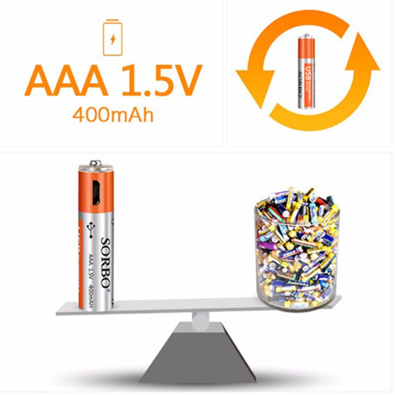 1PCS SORBO 1.5V 400mAh Li-poly Rechargeable AAA Battery For RC Toy Model Helicopter Parts