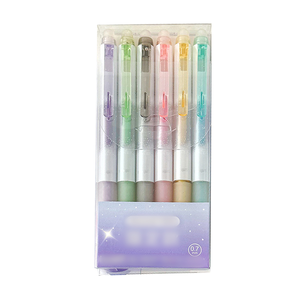6 st/set doftande glitter och raderbara gelpennor, 0.7mm färgglada blå bläckpennor, neutrala pennor, kawaii-pennor för brevpapper, rollerballpenna för kontor: Lavendel-