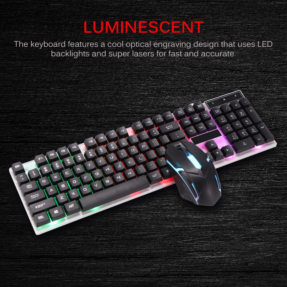 Keyboard Mouse Set LED Rainbow Color Backlight Gaming Game USB Wired Keyboard Mouse Set Gamer Keyboard
