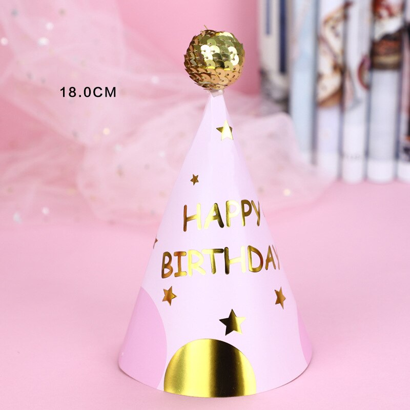 Sombrero de cumpleaños rosa dorado cumpleaños topper niño cumpleaños aniversario de bodas decoración topper de la torta: Pink