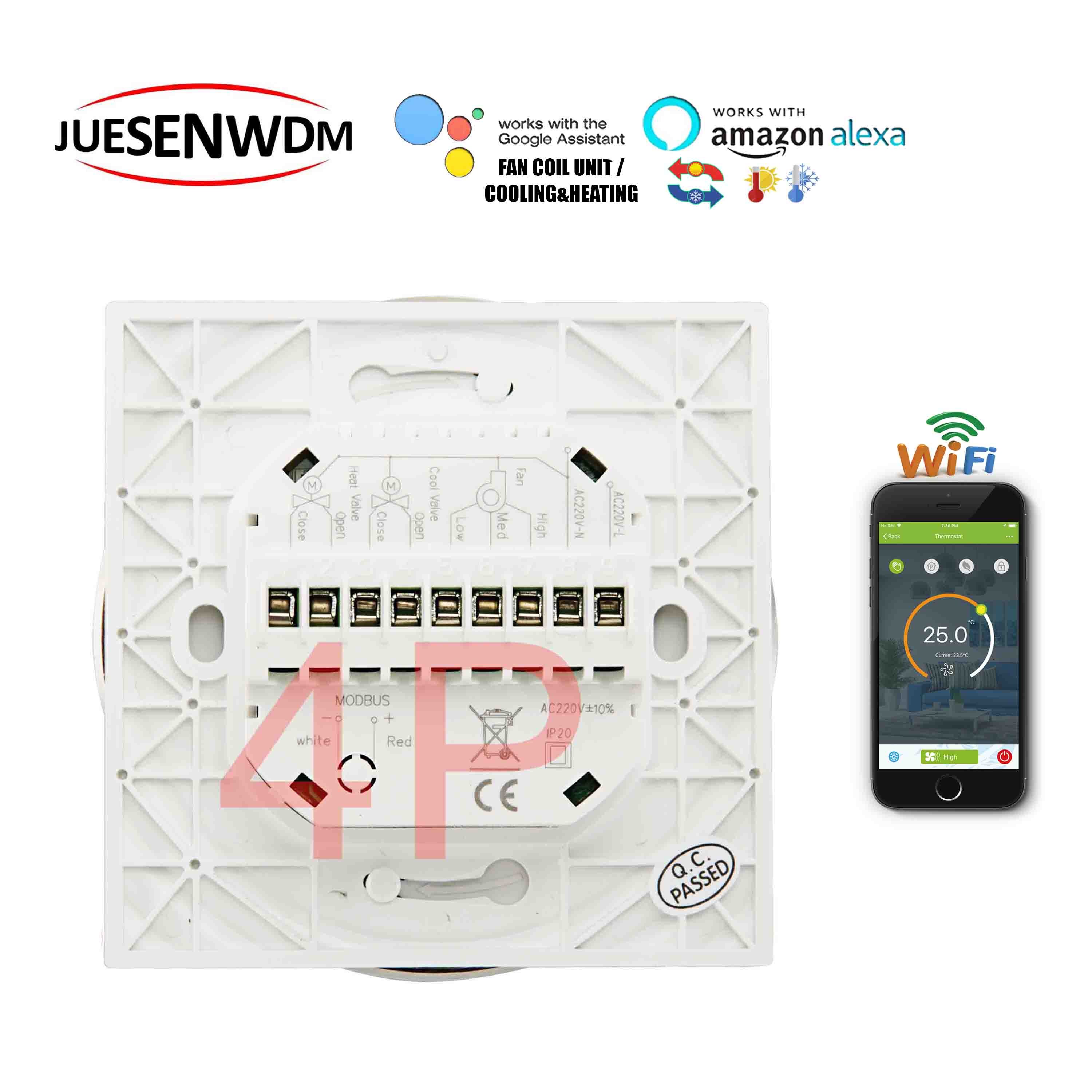 JUESENWDM Smart Wi-Fi Termostat BAC-6000A/ELW för Värme/Kyla med Pekskärm