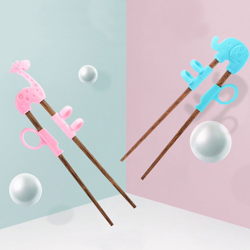 Palillos multicolores de estilo chino para niños, palillos antideslizantes para comida, pinzas de entrenamiento de dibujos animados, saludables, 1 par