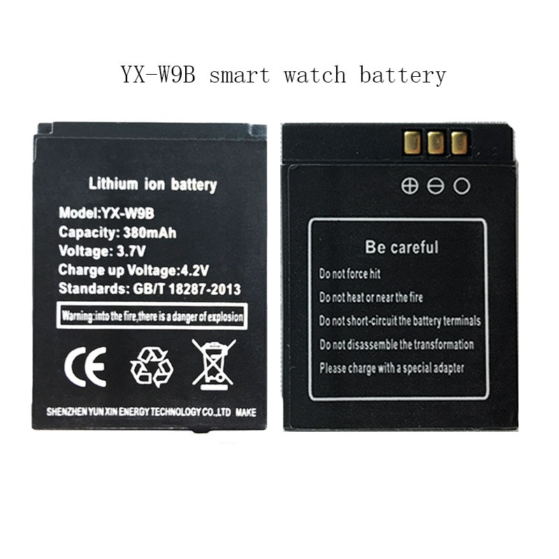 OCTelect YX-W9B batterij voor horloge telefoon batterij 380 mAh voor dz09 smart watch batterij
