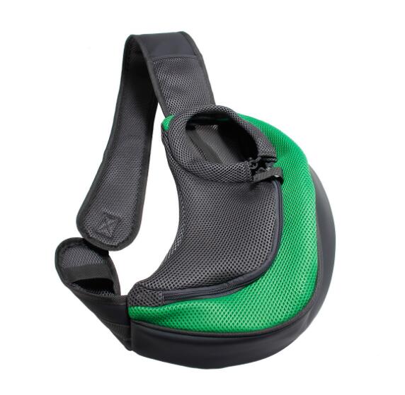 Schouder Hond Carrier Outdoor Travel Handtas Pouch Comfort Mesh Enkele Oxford Schouder Sling Mesh Reizen Tote Schoudertas: green / L