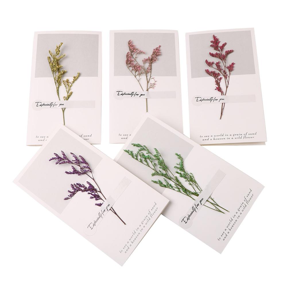 Tee-se-itse-kortti kutsukortti tyhjät kukat kuivakukkakortti äidin kiitospäiväkortti käsinkirjoitettu siunauskortti syntymäpäiväkortti