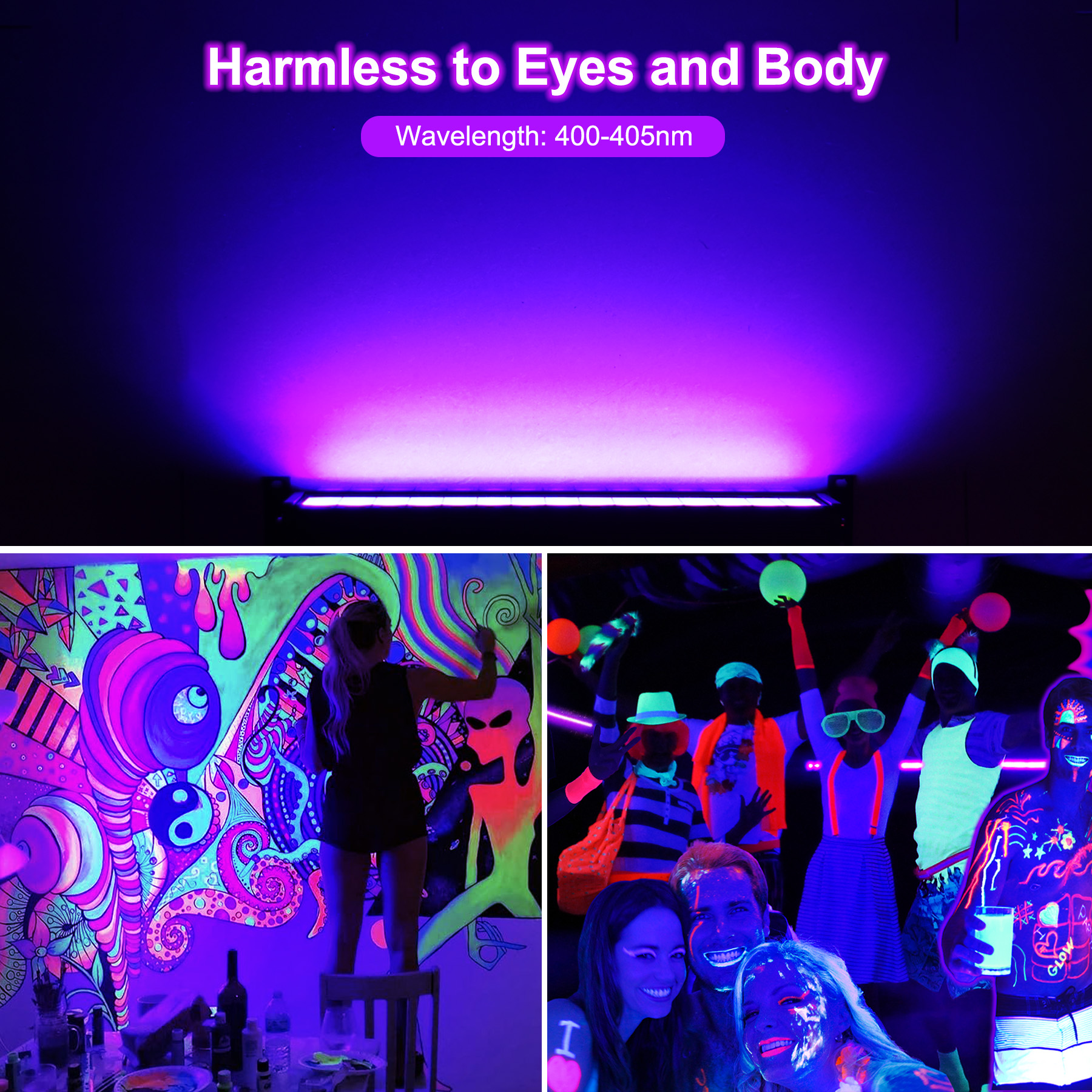 1/2 stücke 60leds UV Flutlicht 400-405nm fluor zierende Glühen ultraviolettes Schwarzlicht Party Stage Disco LED Hintergrund beleuchtung für Bar DJ