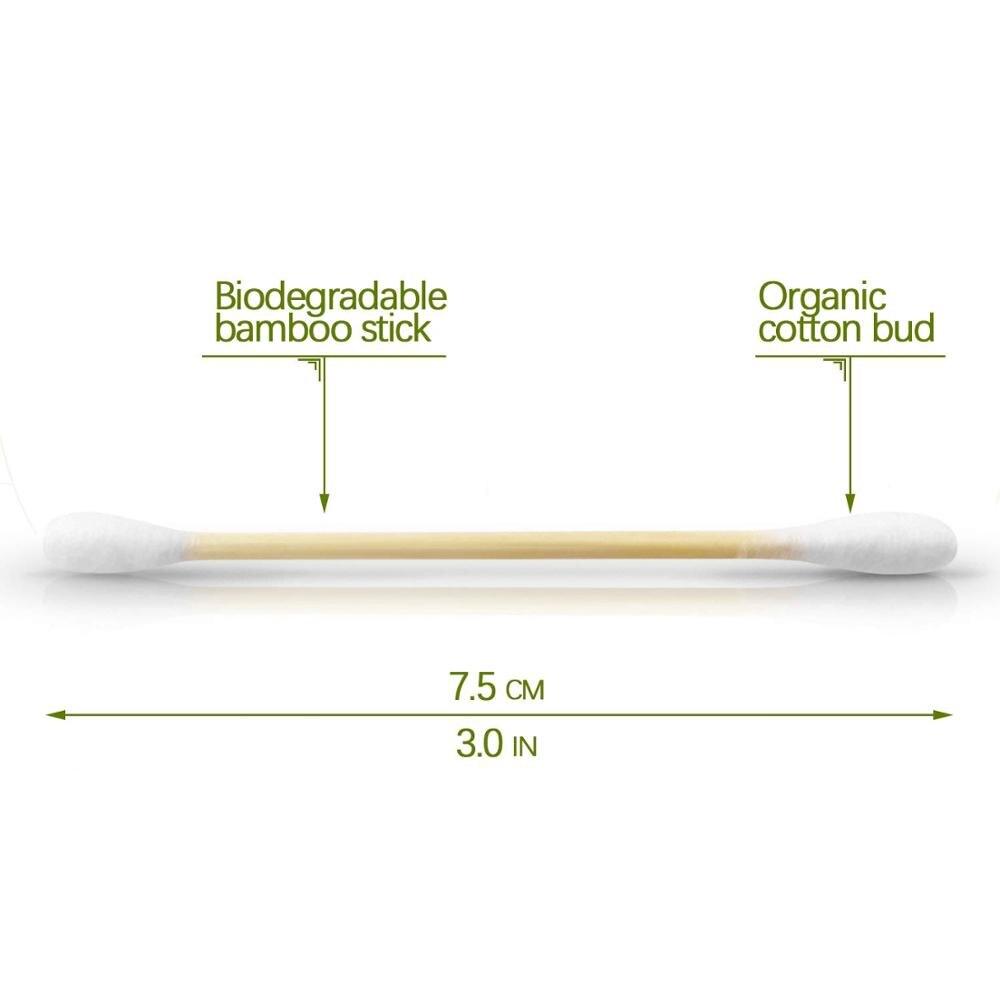 100/200 Pcs Double Head Bamboo Cotton Swabs Eco Friendly Wooden Cotton Buds Recyclable Biodegradable for Makeup Nose Ear Clean