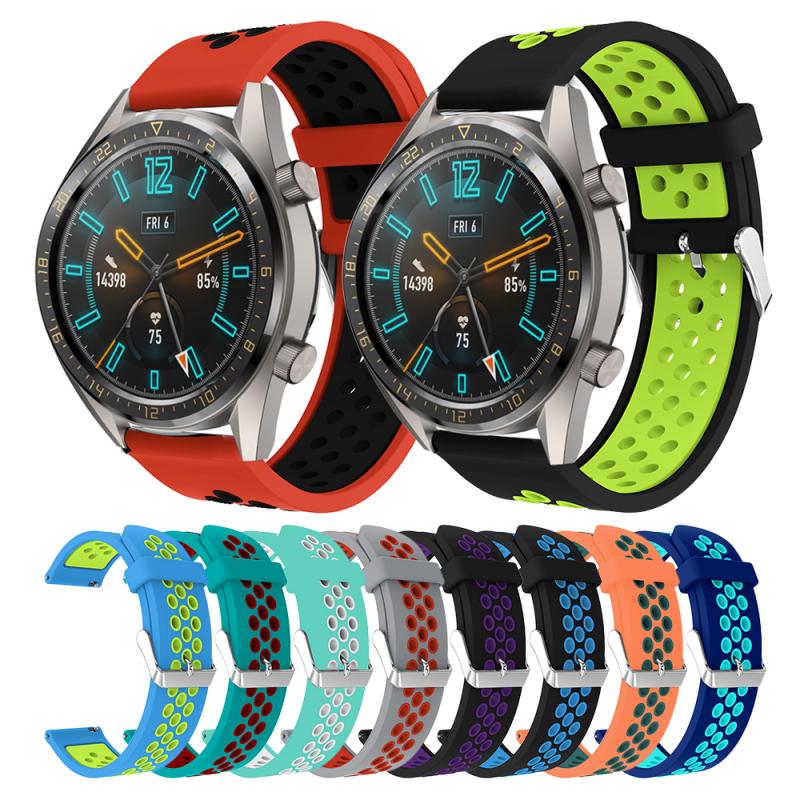 Geeignet für Huawei HUAWEI Uhr GT/GT2 Metall Schnalle Doppel Farbe Runde See Silikon Band Clever Uhr Gürtel Uhr zubehör
