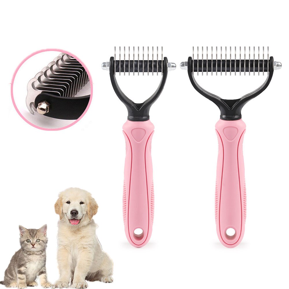 Pet Hair Removal Comb Knotter Brush Double Sided Cat and Dog Grooming Hair Removal Tool Curling Cleaner Comb Pet Grooming
