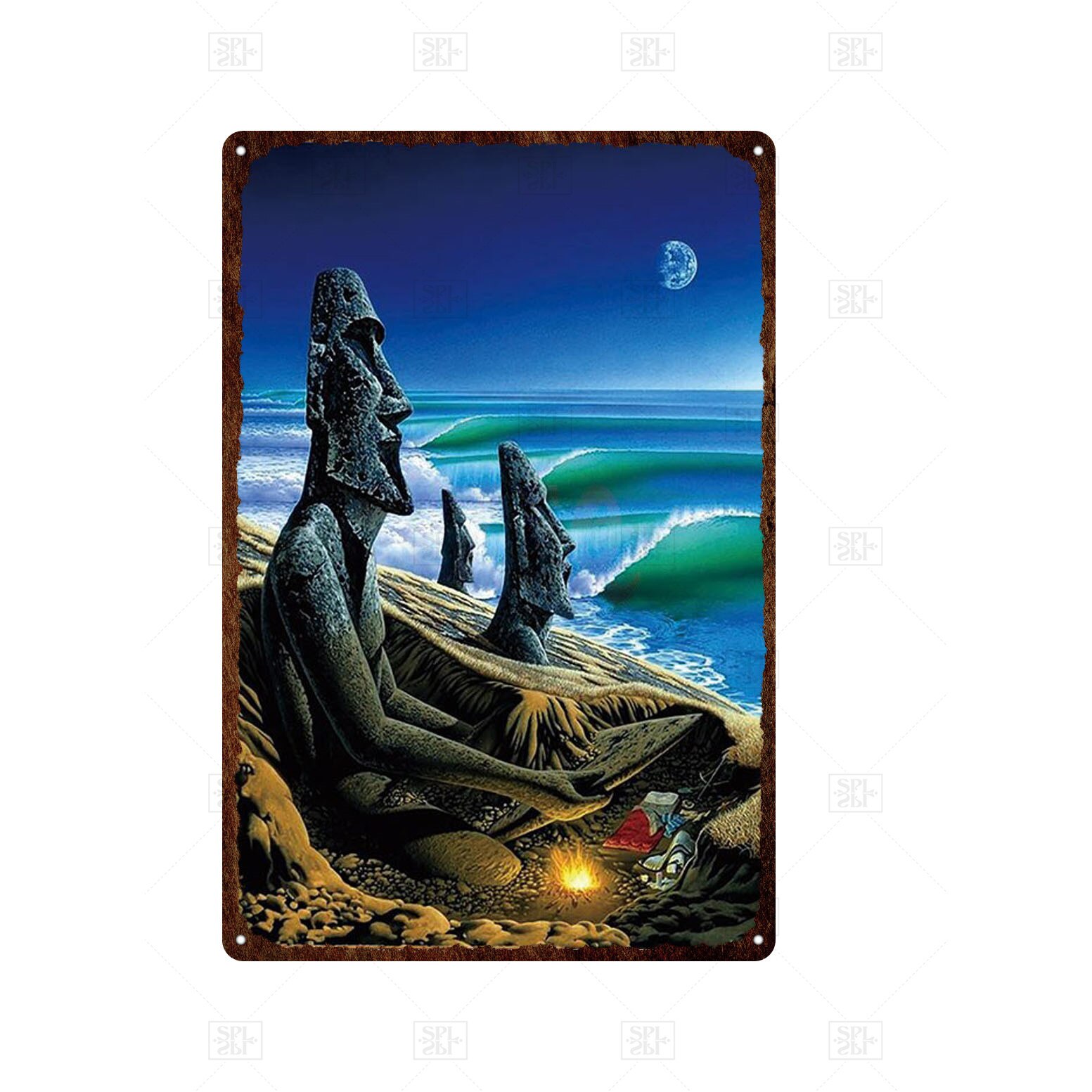 Tiki Bar Wall Decor Metal Sign Plaque Metal Summer Tiki Sign Metal Plate for Tiki Bar Beach Bar Decorative Iron Painting: TH1973