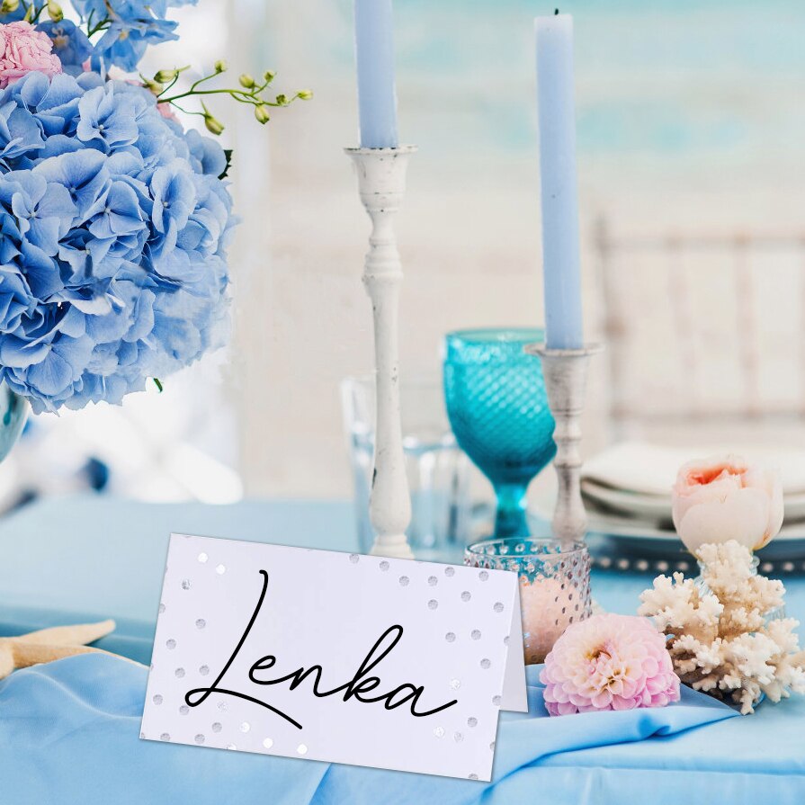 25 Segnaposto Da Tavolo Matrimonio Crea Nome Invitati Carta Crema Oro
