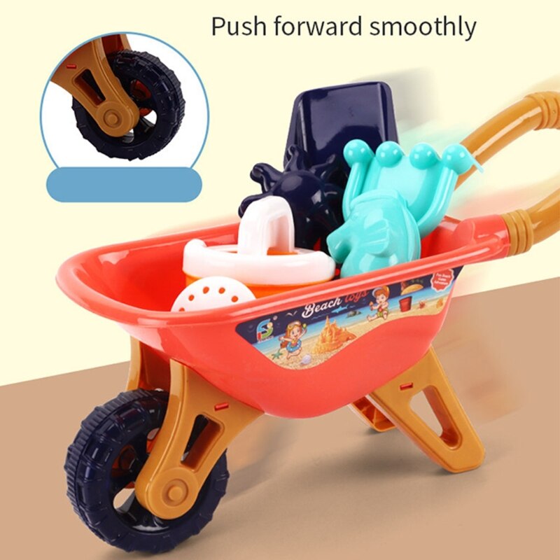 Kids Beach Sand Toys,6PCS Big Trolley Sand Toy Set,Reusable Sandbox Toys for Toddlers Summer Beach Toys