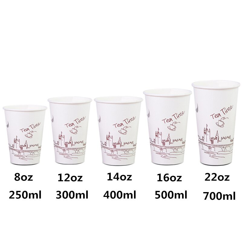 50 Stuks Wegwerp Dikke Melk Thee Cup Party Favor Dubbel Gecoat Koffie Papier Cup Koude En Warme Drank Verpakking cups