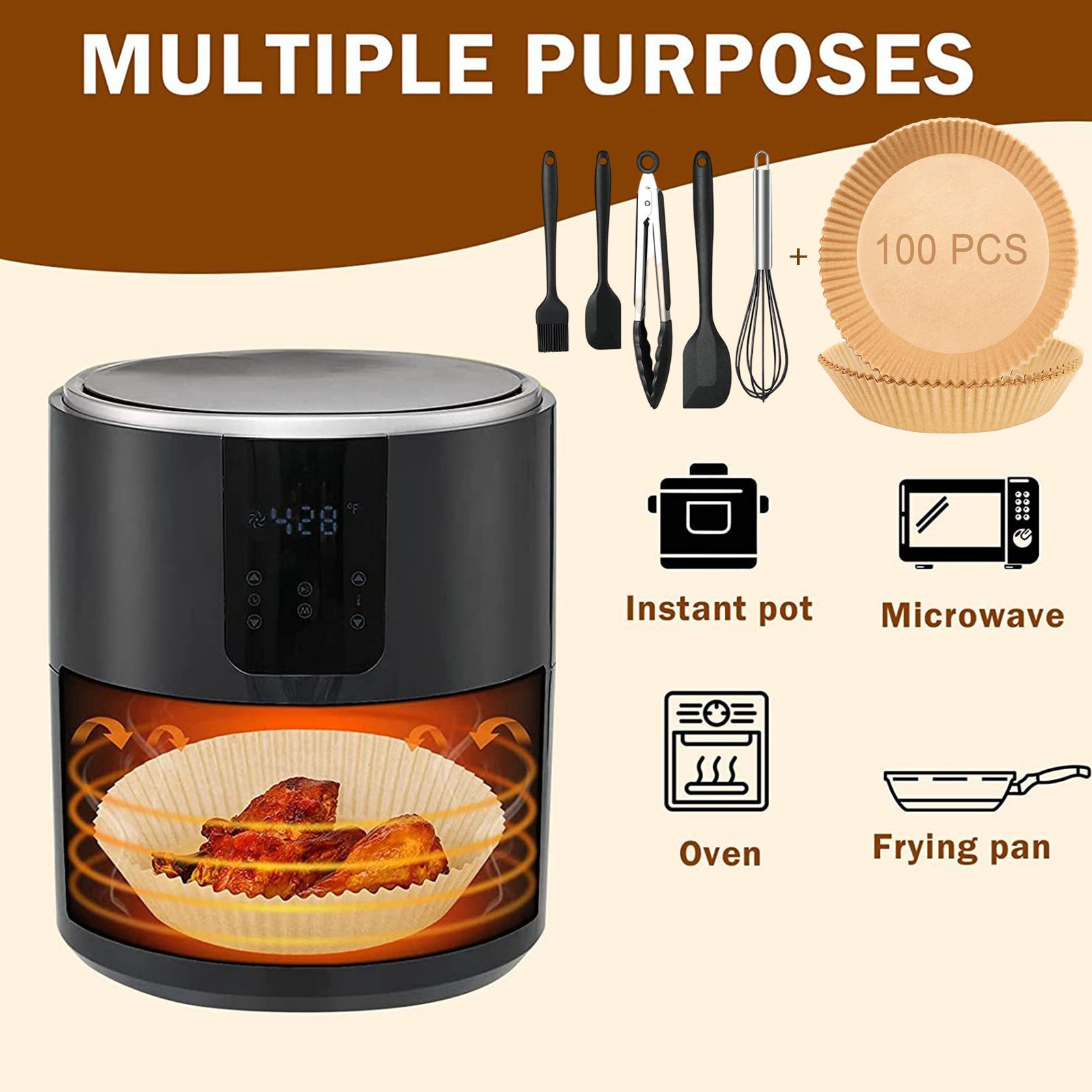 Air Friteuse Papier Liner Met Clip, Lepel, Eiklopper, Siliconen Borstel, siliconen Spatel Barbecue Plaat Voor Roosteren Bakken Koken